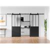 Porte scorrevole doppia atelier esterno muro Nero e Vetro temperato smerigliato 2 x H205 x L73 cm - ARTISTO II