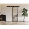 Porta scorrevole esterno muro H205 x L63 cm Alluminio e Vetro temperato smerigliato - LINCI II