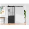 Porta scorrevole atelier esterno muro H205 x L93 cm Nero e Vetro temperato - ARTISTO II