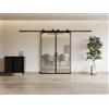 Porta scorrevole doppia con sistema esterno muro 2xH205xL73cm Alluminio e Vetro temperato smerig. - LINCI II