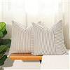 Hckot Set di 2 federe decorative in lino a righe per divano, sedia, camera da letto, colore: grigio e beige, 40 x 40 cm, colore: grigio