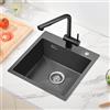 Auralum Lavello da Cucina 45 x 45 cm, Auralum Lavandino Cucina 1 Vasca in Acciaio Inox, Lavello Cucina 1 Vasca con Sifone, Set di Drenaggio e 2 Fori di Preforato