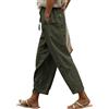 BIRW Pantaloni di lino da donna estivi 2025 con tasche a vita alta comodi pantaloni in garza bianca casual leggeri pantaloni larghi, Verde, L