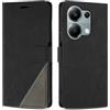 SONWO Cover per Redmi Note 13 PRO 4G, Flip Caso in PU Pelle Case Cover Custodia con Slot per Schede e Supporto Stand per Redmi Note 13 PRO 4G, Nero