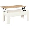 HOMCOM Tavolino con piano sollevabile, tavolino da soggiorno con spazio di archiviazione nascosto, stile moderno, per soggiorno, ufficio, 100x50x45cm, bianco | Aosom Italy