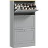 HOMCOM Scarpiera per 18 paia, con 3 cassetti a ribalta e ripiani regolabili, 60x23,5x115cm, Grigio | Aosom Italy