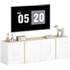 HOMCOM Mobile TV con 4 porte a chiusura ammortizzata, ripiano regolabile e passacavi, 135 x 38 x 45 cm, Bianco | Aosom Italy