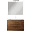 DEODATO Composizione bagno Brigitte 81 cm noce effetto cannettato con specchio e faretto