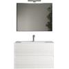 DEODATO Composizione bagno Brigitte 81 cm bianco effetto cannettato con specchio e faretto