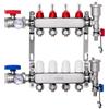 VEVOR Collettore di Riscaldamento Radiante a 4 Rami, Collettore per Tubi PEX da 12,7 mm in Acciaio Inossidabile PEX, con Adattatori da 12,7 mm, per Pavimento Radiante Idronico, Kit Collettore PEX