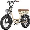 Onesport W77 Bicicletta elettrica, motore 500W, batteria 48V 18Ah, pneumatici grassi 20*4 pollici, autonomia 90 km - Beige