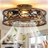 KZT Ventilatore da Soffitto con Luce e Telecomando E27 Vintage Plafoniera con ventilatore Smart Gabbia in Metallo Lampada de Soffitto con Ventilatore per Camera da Letto Soggiorno Fan Ceiling light