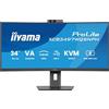 iiyama Prolite XCB3497WQSNPH-B1 - Monitor curvo VA UWQHD da 34 con fotocamera e microfono Windows Hello integrati, dock USB-C, LAN, switch KVM
