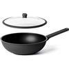Guzzini Cook&color Padella Wok padella saltapasta cm 28 con coperchio