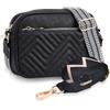 LHOEST Borsa Tracolla Donna Pelle Borse a Tracolla Donna Pelle Borse a Spalla Nero Borse donna Grande Borsa Tracolla Regolabile Nylon borsa Sportiva con Tasche Multiple Impermeabile Viaggi Quotidiano