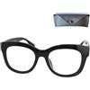 Mini Brille - Occhiali da Lettura Rettangolari con Montatura Grande in Plastica (Nero), Custodia inclusa, Occhiali Oversize Donna Diottrie +2.0