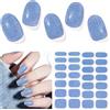 DUKASOU Unghie Gel Adesive UV - 28 Pcs Smalto Adesivo per Unghie Adesivi Unghie Gel Nail Stickers Full Wraps Lampada LED Adesivi per Unghie in Gel Curati Con Lima per Unghie e Stick per Donne Ragazze