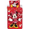 Jerry Fabrics Disney - Biancheria da letto per bambini, motivo: Minnie Topolino rosso, con motivo a stelle, 140 x 200 cm + federa 70 x 90 cm, 100% cotone