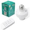 QIACHIP Portalampada E27 con Telecomando, 2.4ghz bluetooth Lampada Presa wireless Base, Kit interruttore luce con timer, Adattatore per LED Lampadina,Controllo Remoto Tramite App Ewelink