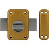 Amig - Serratura da applicare con leva di chiusura e pomolo interno per porte in legno Mod. 80-96 x 66 mm - Scrocco con cilindro tondo di sicurezza - Acciaio smaltato oro