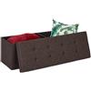 Relaxdays Contenitore Pouf, Capiente Panca Imbottita, Cassapanca Pieghevole con Separatori, 120 L, Divanetto, in marrone