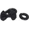 Solida Curly Loop con fiocco, nero, 3 pz. Elastico per capelli 3 pz.