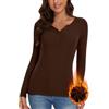 WOWENY Maglione da Donna Invernale Elegante a Maniche Lunghe con abbottonatura in Pile, Slim Fit, Caldo Maglione Basic, Marrone, S