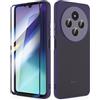 SMYTU Cover per Xiaomi Redmi 14C 6,88 Pollici con Vetro Temperato,Custodia Opaca Hard PC Glassata Traslucida Retro Resistente ai Graffi Silicone Antiurto Protettiva Case - Viola scuro