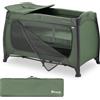 hauck Lettino Da Viaggio Play N Relax Center - Culla Neonato Da 0 Mesi Fino a 15 Kg - Box Bambini con Fasciatoio, Borsa e Apertura XL, Letto Pieghevole - Verde scuro
