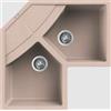ELLECI UNICO CORNER Lavello angolare 2 vasche con gocciolatoio, dimensioni 83 X 83 cm, COLORE AVENA
