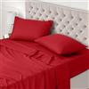 Utopia Bedding - Set Lenzuola Letto Matrimoniali 4 Pezzi 180x200 cm - Spazzolata Poliestre di Microfibra - Oeko-Tex Certificato - Lenzuolo con Angoli, Lenzuolo Piatto e 2 Federe 50x75, Rosso