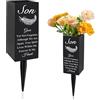 Oooct Son Cimitero Vasi per tomba, Cimitero in metallo Vaso di fiori tomba con palo, Son Grave Cimitero Decorazioni, Metallo Memorial Grave Marcatori tombe, Targa decorativa per tomba all'aperto