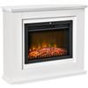HOMCOM Camino Elettrico Effetto Fiamma Realistico con Cornice 1000W/2000W in Legno Bianco, Timer e Telecomando, 1000W e 2000W, 98x27.5x80cm