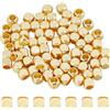 CREATCABIN 1 Scatola da 50 Pezzi Perline Cubiche Dorate Perline Distanziatrici Quadrate in Metallo Sfuse da 4x4x4mm in Vero Ottone Placcato Oro 18K Lisce Sfuse Bracciali Collane Orecchini 4x4mm