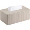 KINGFOM Porta Fazzoletti in Pelle PU, Rettangolare Fazzoletti Box per Ufficio, Casa, Bagno (Beige)