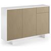 Terraneo Madia slim Frame Terraneo 3 ante con cassetto 134x35x87 cm vari colori Bianco/cannetté chiaro