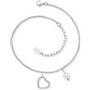 Engelsrufer Cavigliera da donna in argento sterling con ciondolo a forma di cuore e perla, chiusura a moschettone, regolabile in due lunghezze, senza nichel, dimensioni: 22 + 5 cm, 22+5cm, Argento