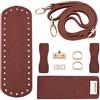 PH PandaHall Fai da Te Borsa in Pelle PU Set per Maglieria, Fondo Borsa in Pelle/Tracolla/Borsa Twist Lock/Copertura con Patta/Fibbie per Borsa, Nero (7 Tipi di Accessori), Marrone