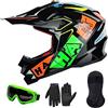 ILM Casco Motocross Bambino Set con occhiali guanti maschera ATV Off Road Go Kart DOT ECE Modello Z705,Hip-hop,S
