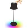 Velamp Lampada da tavolo LED Ricaricabile, Dimmer touch, bianco + RGB, IP54. Nero