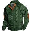 Generic Felpe calde invernali Top leggeri Camicette da uomo Casual Retro Stand Collar Button Felpa 1/4 Top Button Giacca a maniche lunghe Maglione Moda all'aperto Inverno Uomo Regali di Natale, Verde, XL