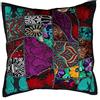 Rastogi Handicrafts Cuscino patchwork fatto a mano, Sari Patch Throw Pillow Federa indiana etnica ricamata Sari Patchwork Federa (nero)