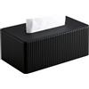 KINGFOM Porta Fazzoletti in Pelle PU, Rettangolare Fazzoletti Box per Ufficio, Casa, Bagno (Nero)