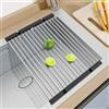 GAViA Scolapiatti da Appoggio, Scolapiatti Pieghevole in Acciaio Inox sopra il Lavello della Cucina, Organizer da Cucina Tappetino Scolapiatti per Frutta, Verdura, Tazze, Spugne