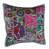 Rastogi Handicrafts Cuscino patchwork fatto a mano, Sari Patch Throw Pillow Federa indiana etnica ricamata Sari Patchwork Cuscino (grigio)