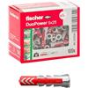 Fischer 100x Tasselli DuoPower, 5 x 25 mm, per Muro pieno, Mattone Forato, Cartongesso, 537639