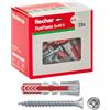 Fischer 25 Tasselli Duopower con Vite, 8 x 40 mm, per Muro pieno, Mattone Forato, Cartongesso, Pensili, Staffe TV, Mensole, 544016