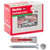 Fischer Tasselli Duopower con Vite per Murature Piene, Forate e Cartongesso, Grigio, 5 x 25 mm