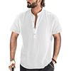 YAOBAOLE Camicia Lino Uomo Manica Corta Estate Mao Casual Henley Camicie da Spiaggia Classiche, bianco, M