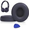 SoloWIT® Cuscinetti Auricolari Ricambio per Beats Solo 2 e Solo 3 Wireless On-Ear Cuffia con morbida pelle proteina/memory foam/nastro adesivo forte - Titanio